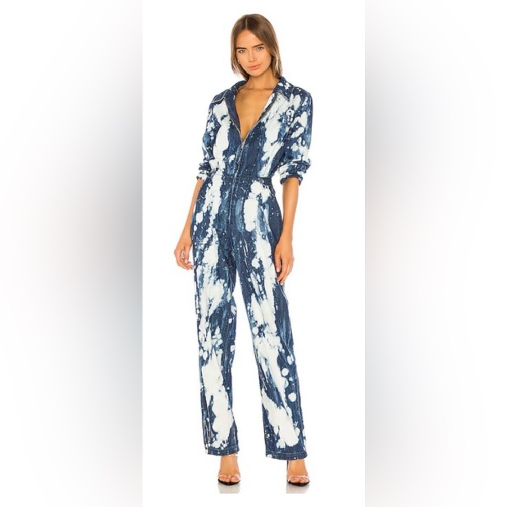 I.AM.GIA Blue & White Tie-Dye Denim Jumpsuit